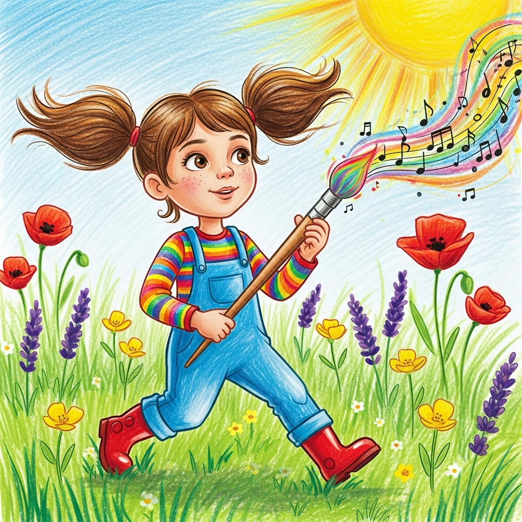 Andrea and the Rainbow Brush - Bedtime story cover illustration