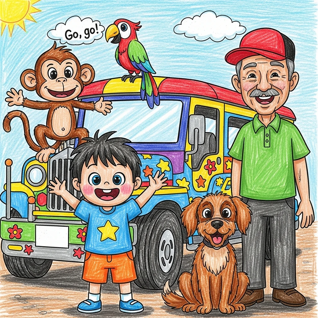 Marco's Big Jeepney Adventure! - Bedtime story cover illustration