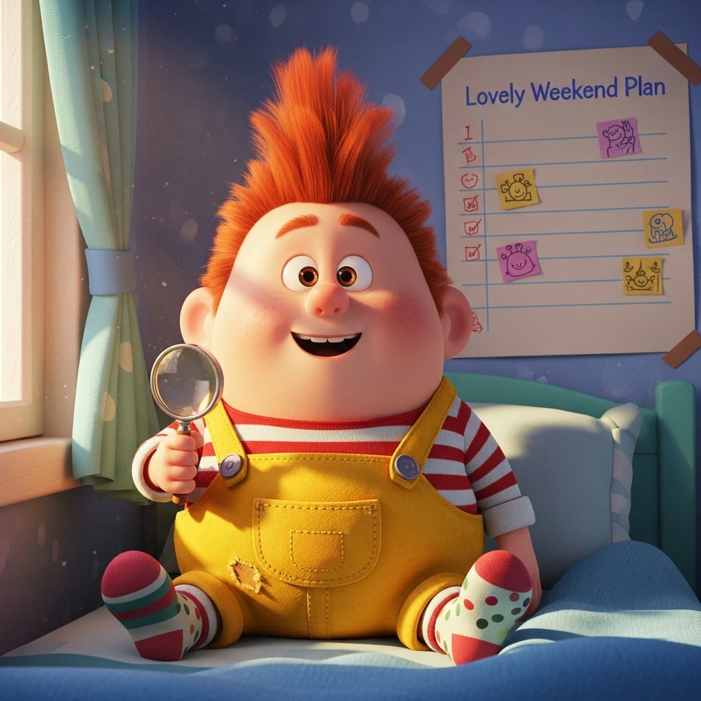 Barnaby Button's Perfectly Planned Weekend - Bedtime story cover illustration