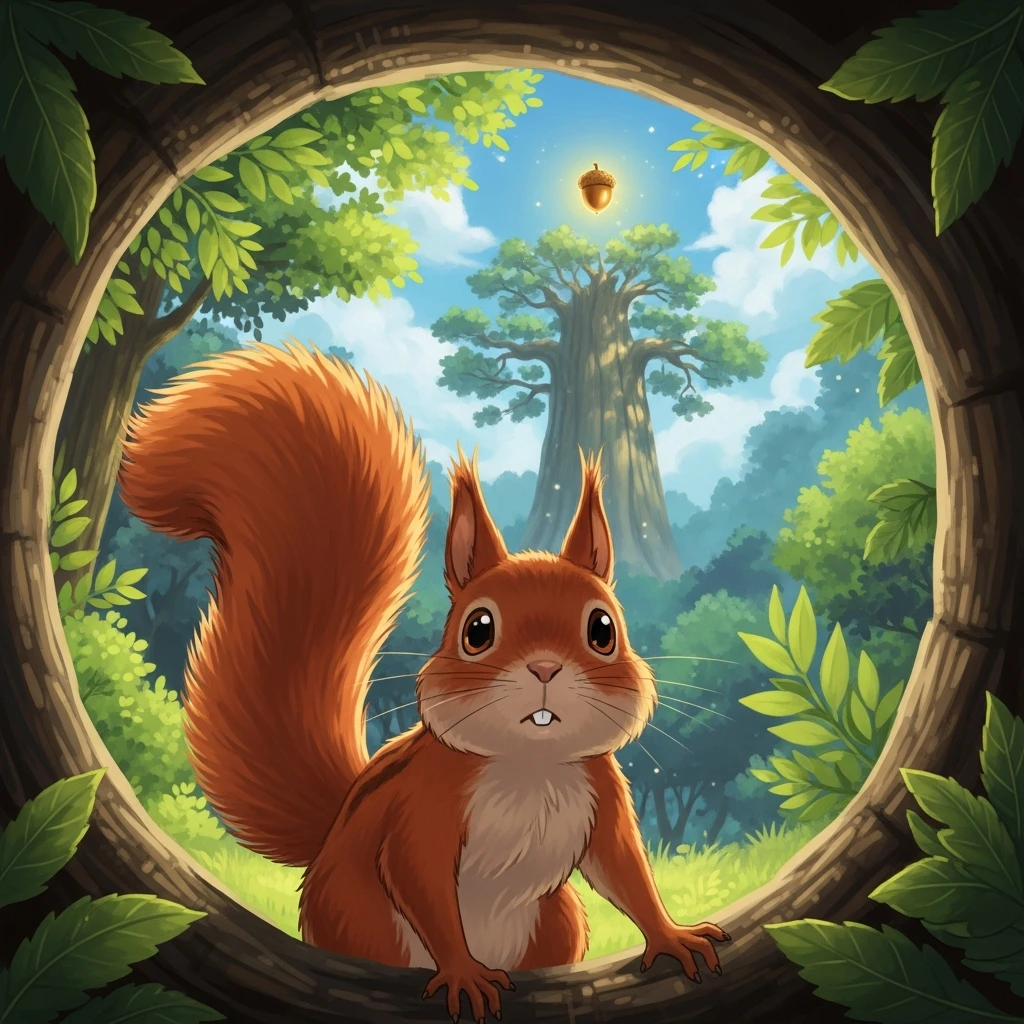 The Golden Acorn Quest - Bedtime story cover illustration