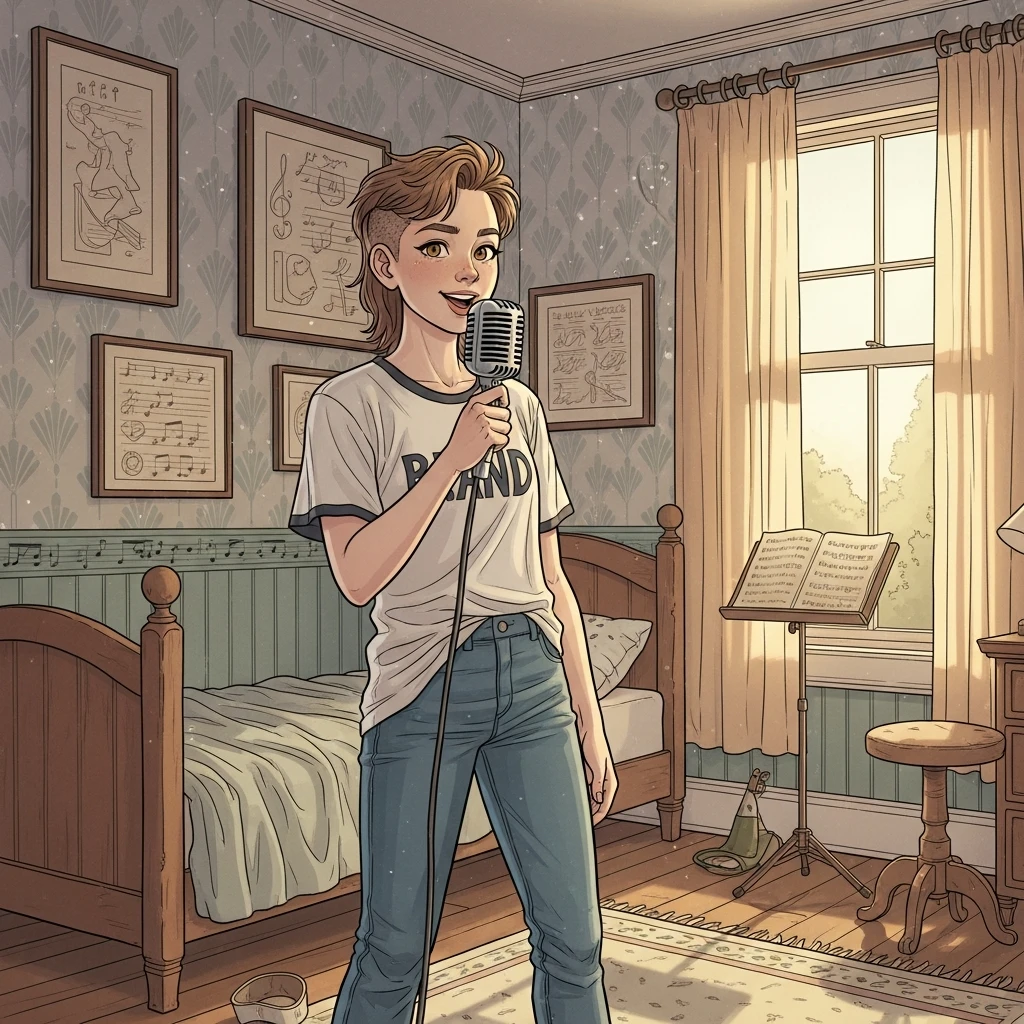 Rosie's Pop Star Dream - Bedtime story cover illustration