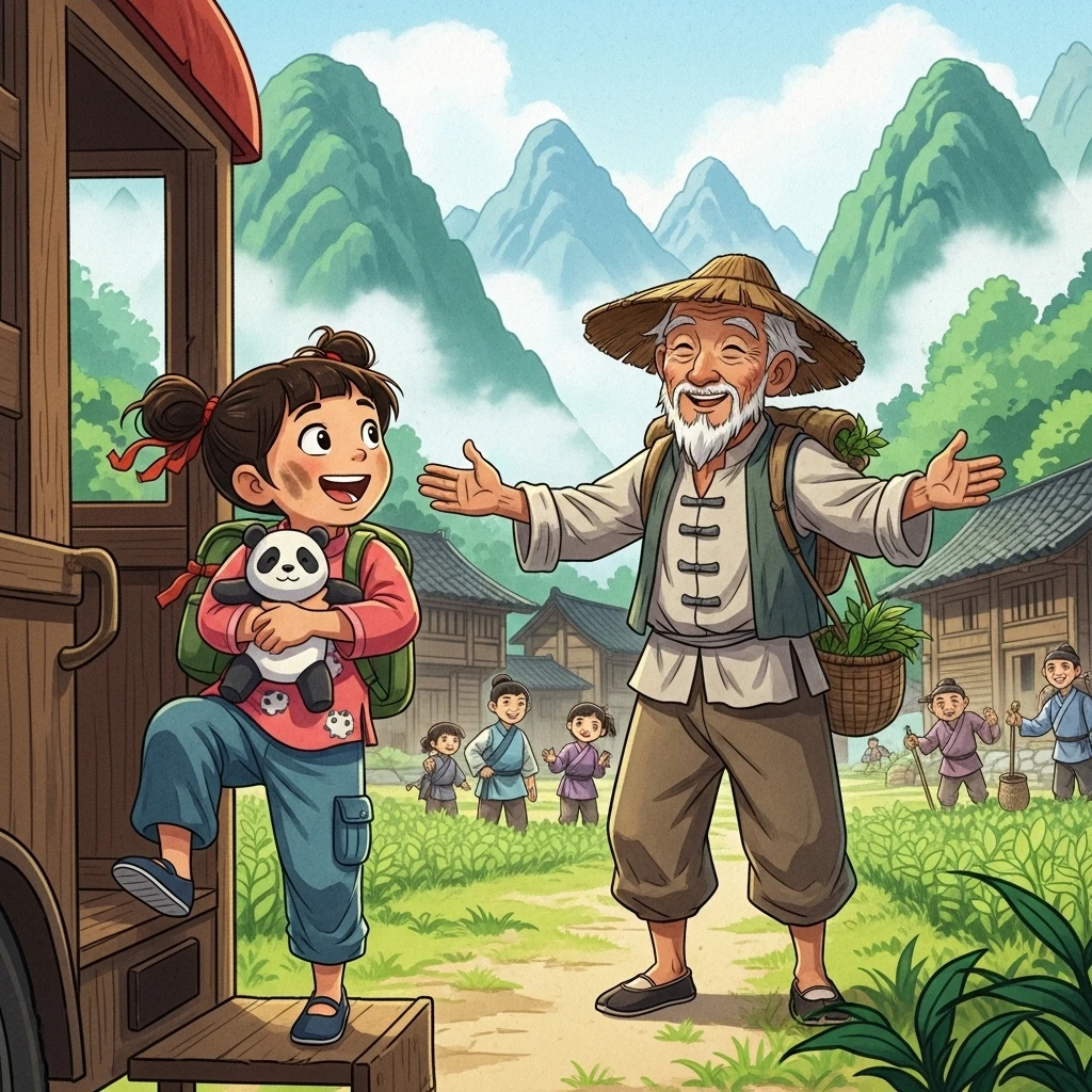 Mei and the Mountain's Whisper - Bedtime story cover illustration