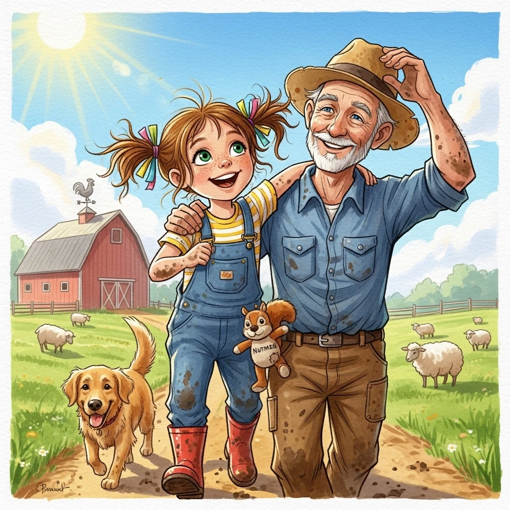 Esme and Old Bessie's Big Fix - Bedtime story cover illustration