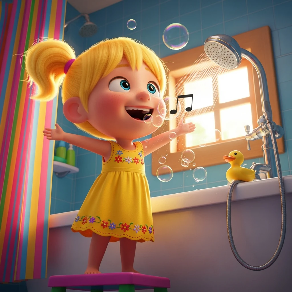 Lily's Happy Voice - Bedtime story cover illustration