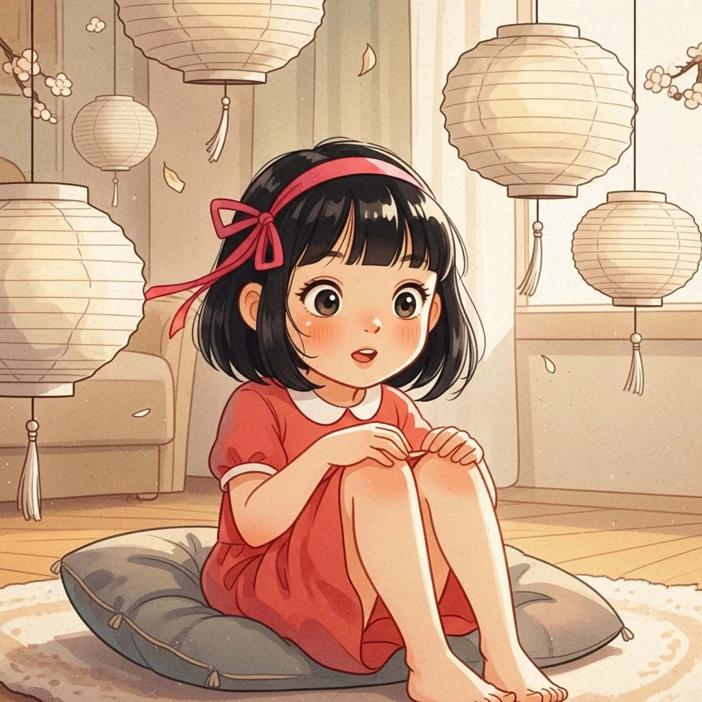 Mei and the Dazzling Lanterns - Bedtime story cover illustration