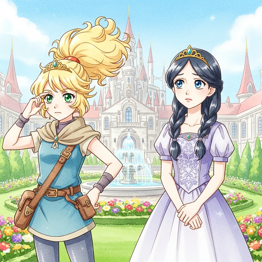 The Princesses and the Sunwing's Secret - Bedtime story cover illustration