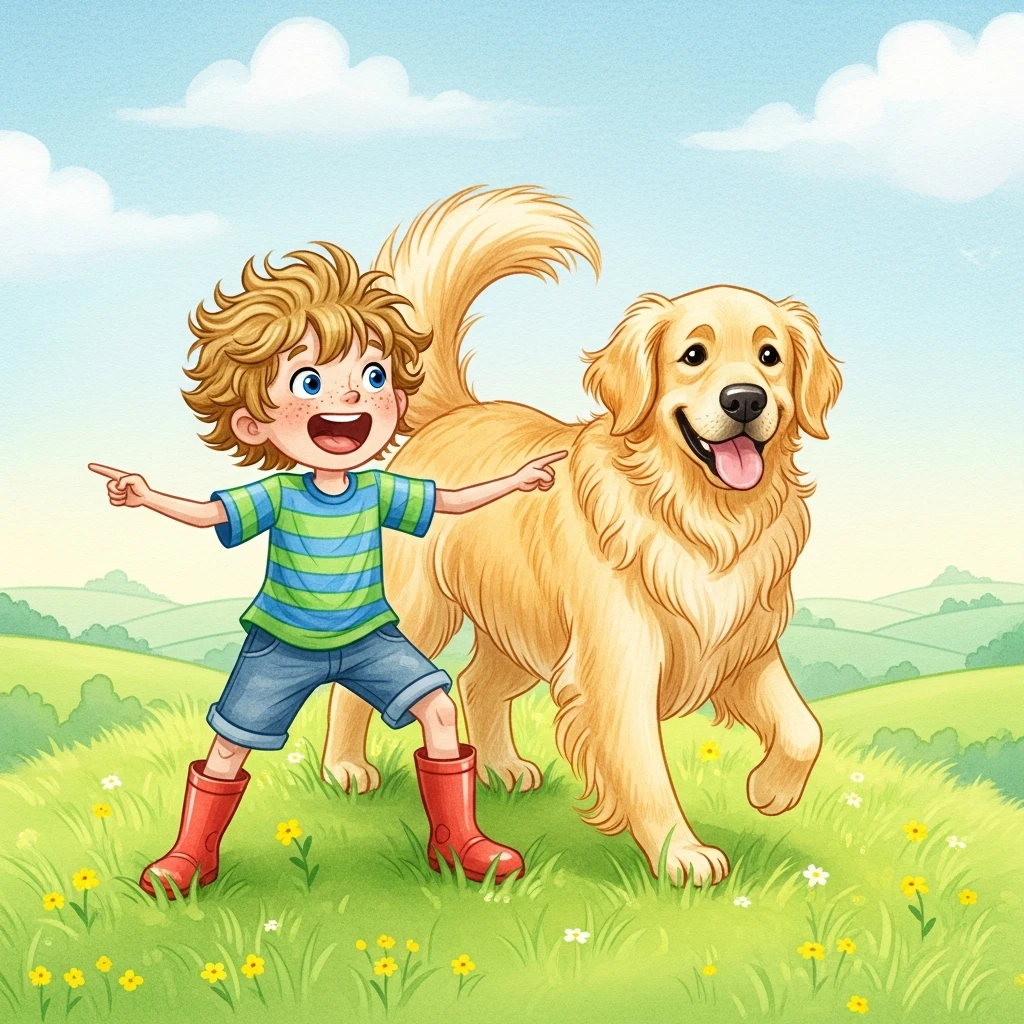 The Adventures of Finn and His Fluffy Friend - Bedtime story cover illustration