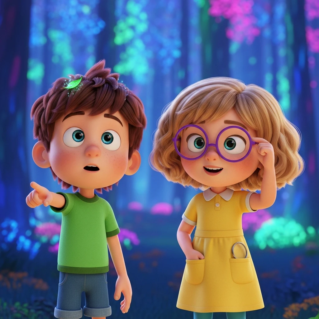 The Giggle-Glow Forest Adventure - Bedtime story cover illustration