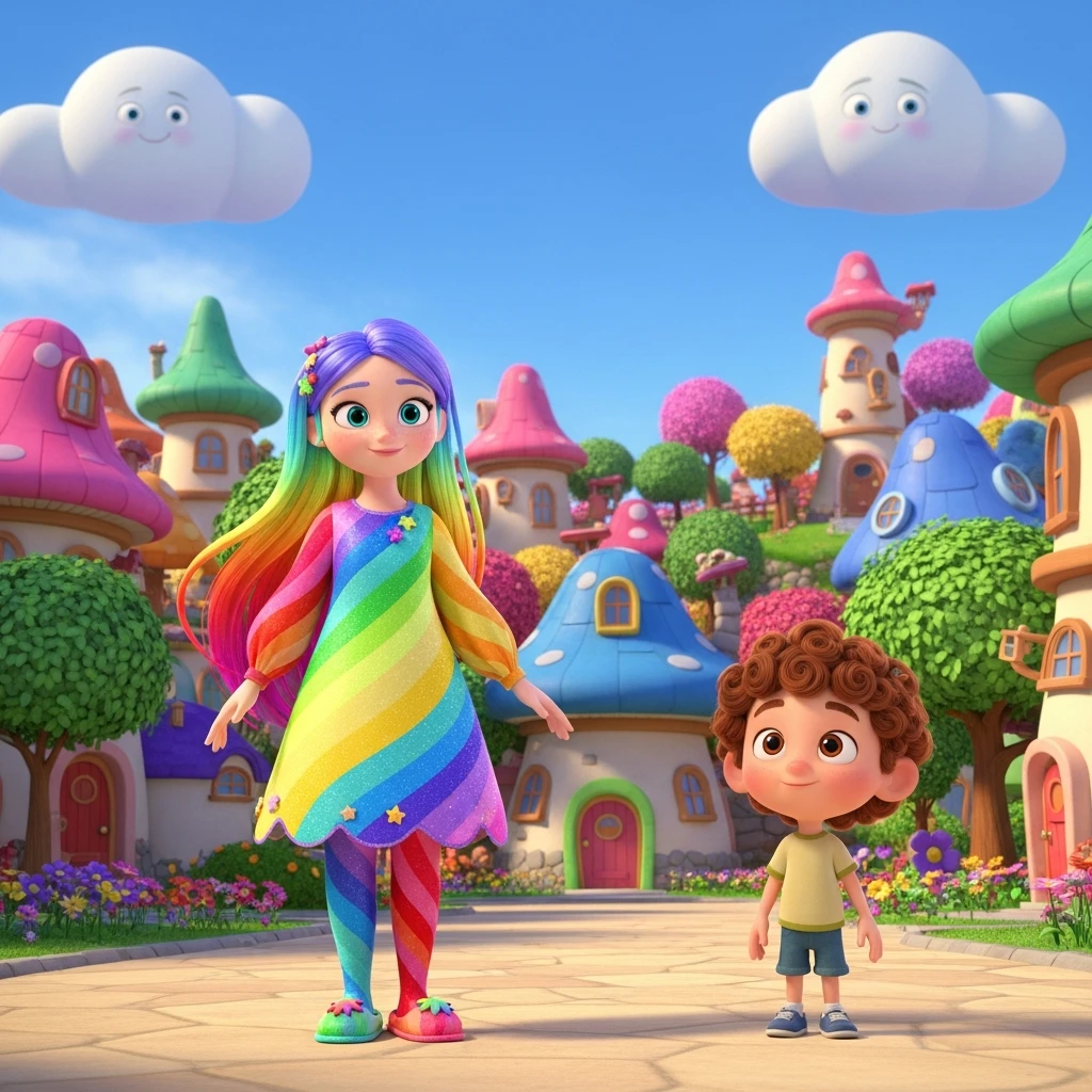 Inclusion Iris and the Bouncy Cloud Game - Bedtime story cover illustration