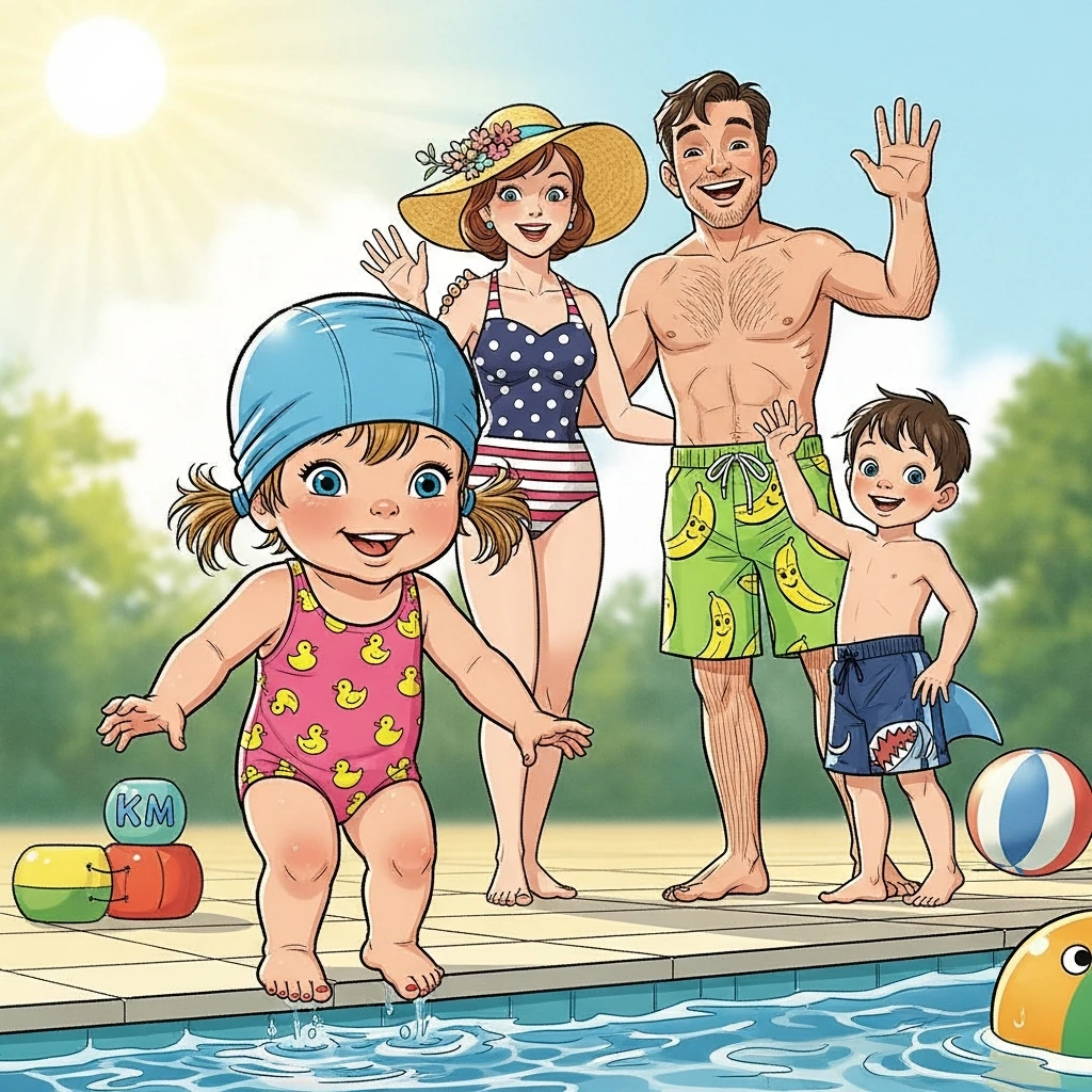 Km's Sunny Splash Day! - Bedtime story cover illustration