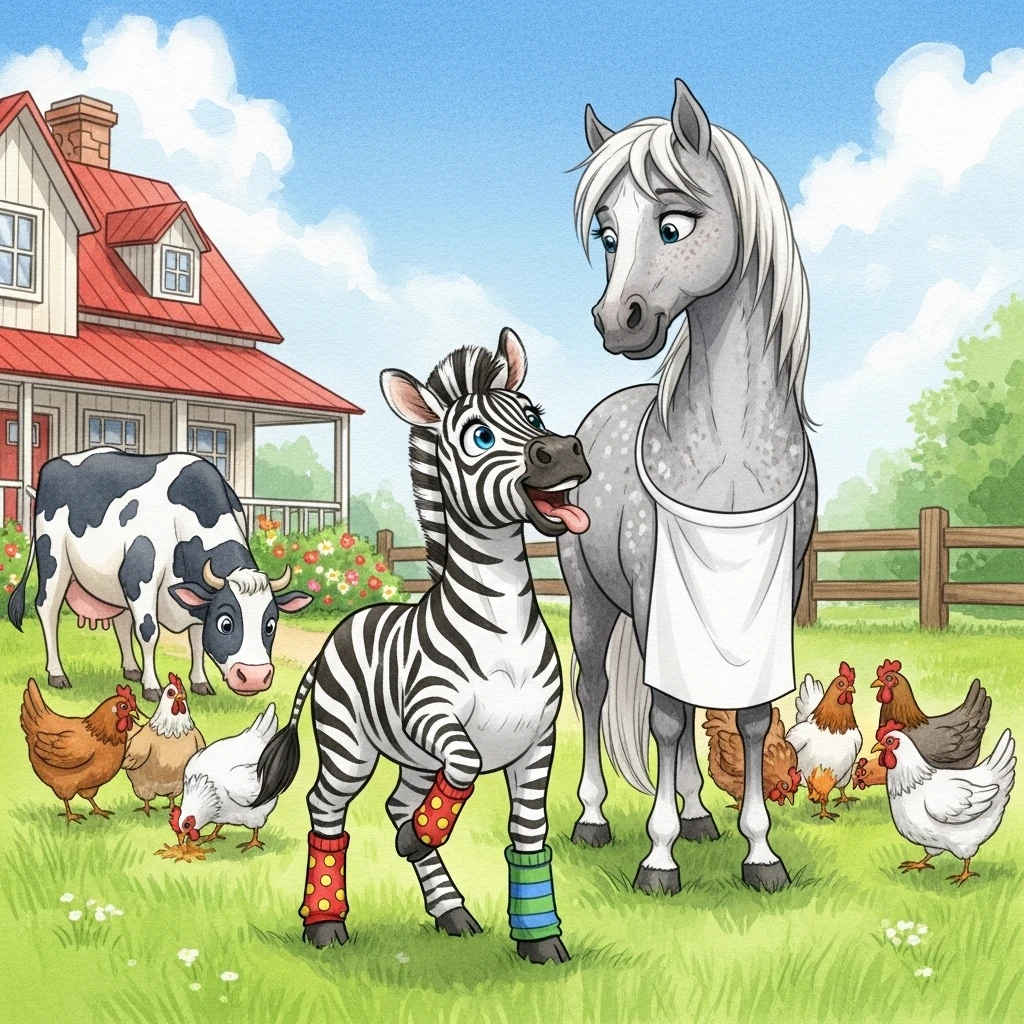 Zoe's Farm Adventure - Bedtime story cover illustration